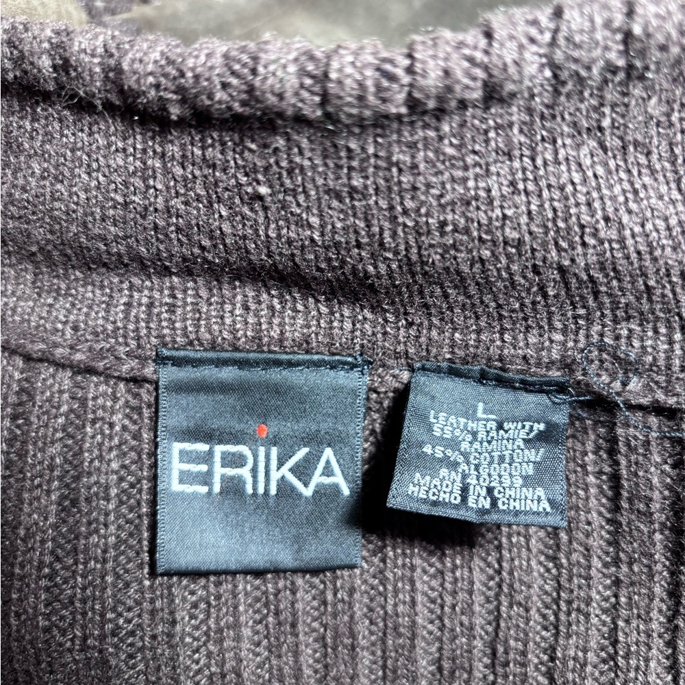 Erika Leather Patchwork Sweater Jacket - image 6